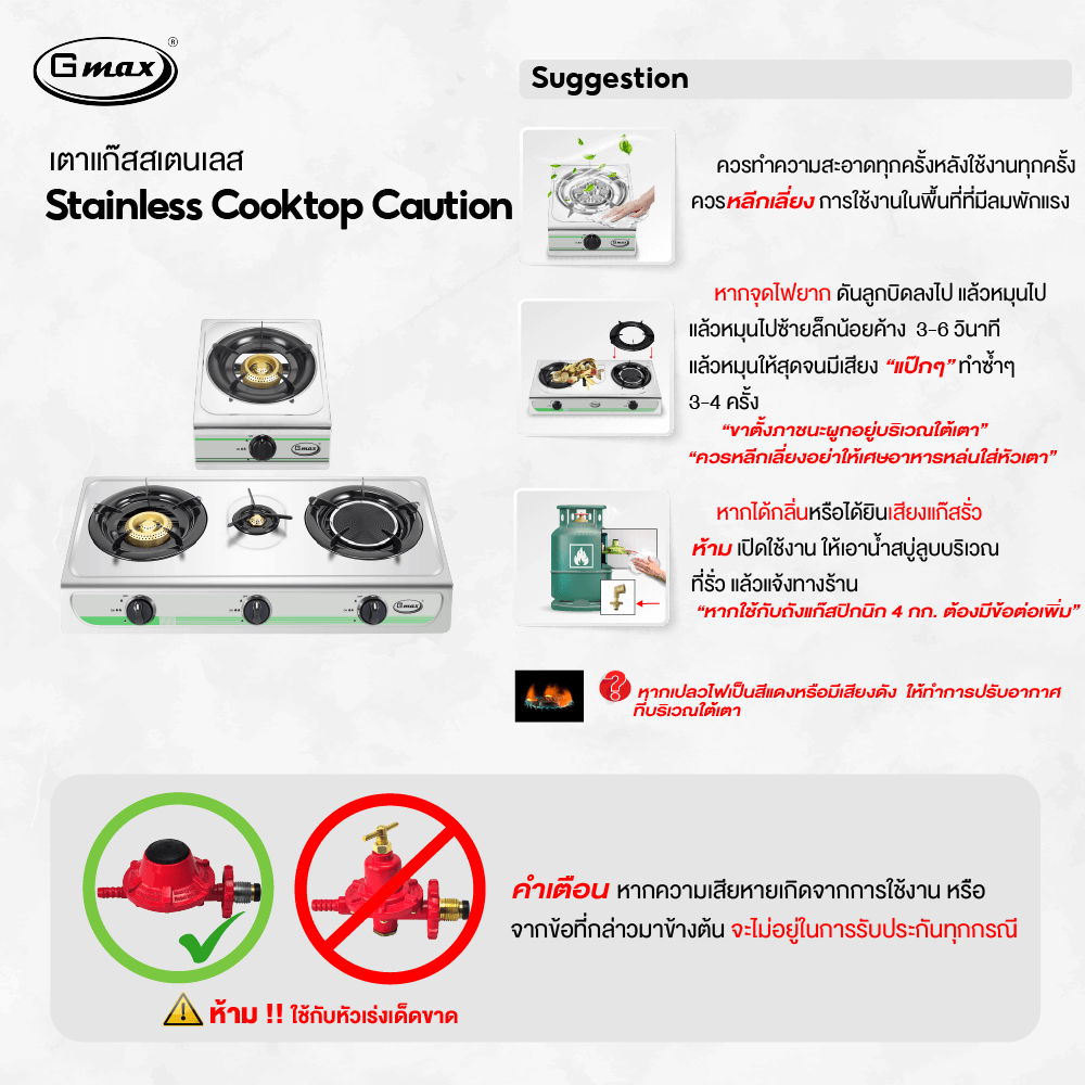 เตาแก๊สตั้งโต๊ะ 1หัวแก๊ส GMAX GL-101I